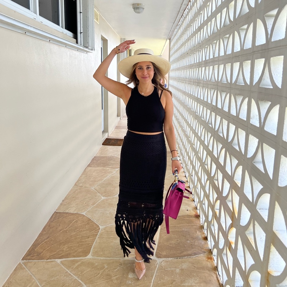 Chic Black Crochet Maxi Skirt